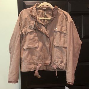 Free People mauve bomber with tribal lining